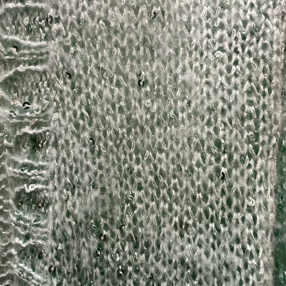 Sequin mint green long line open front cardigan - Picture 5 of 5